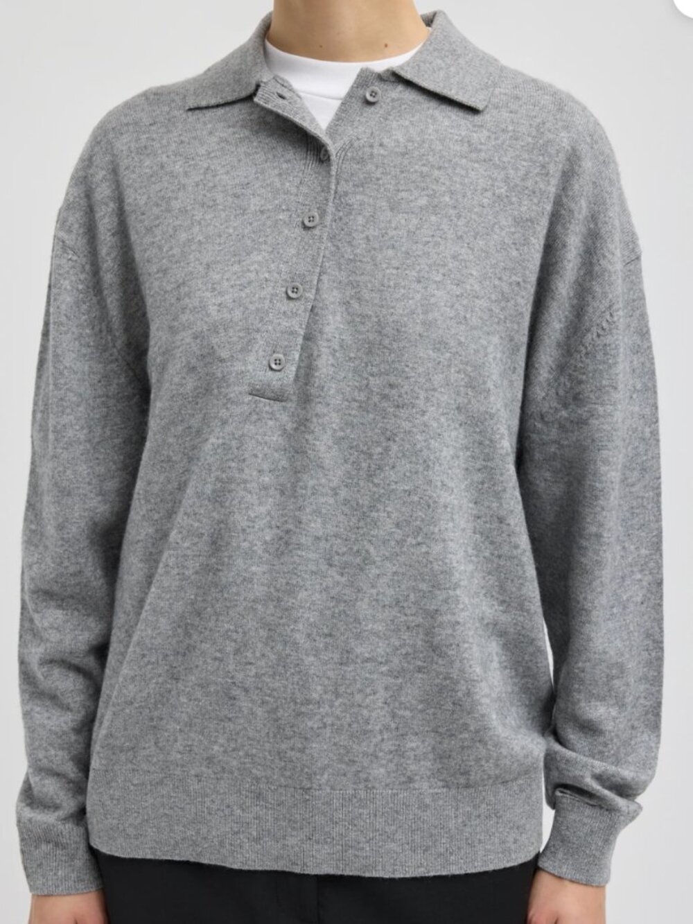 Tibi Washable Cashmere Easy Polo Sweater